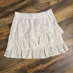7 for All Mankind White Eyelet Tiered Mini Skirt 100% Cotton Size Medium